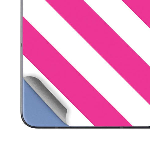 Pink and White Geometric Stripes Galaxy Z Fold5 5G Skin